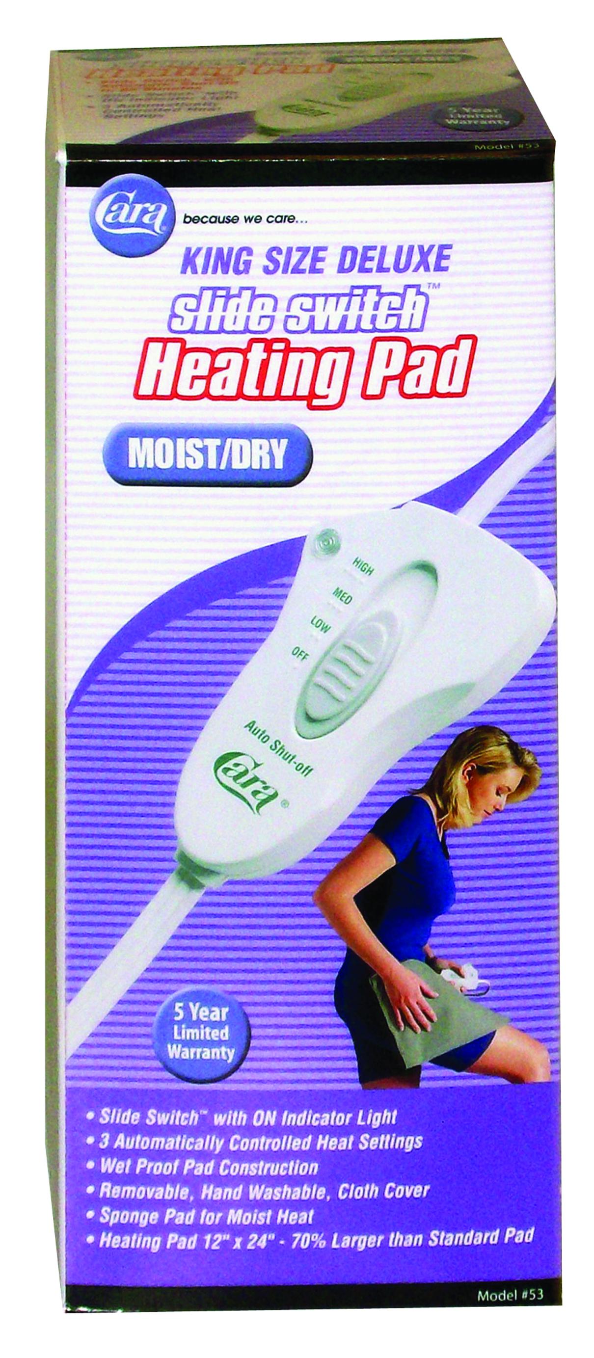King Size Heating Pad, Moist/Dry, 12" x 24", 90 Minute Auto Off 1 Each