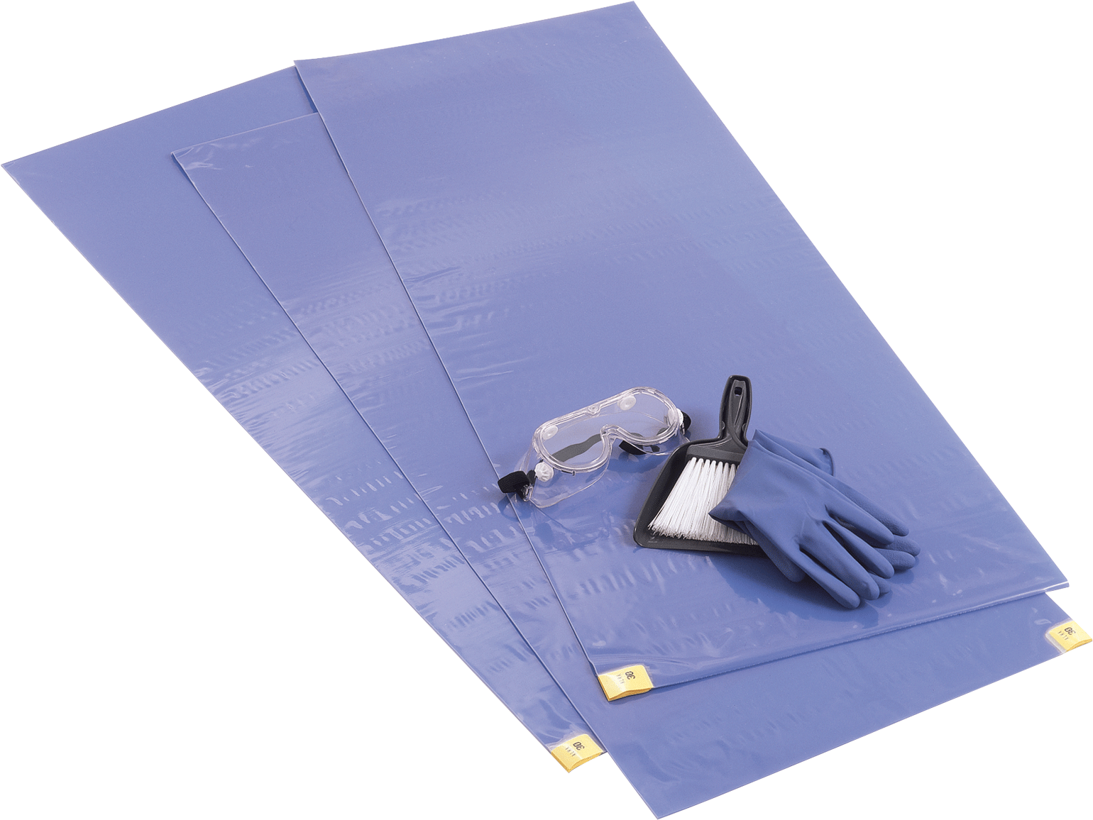 ChemoPlus Adhesive Contamination Control Floor Mat 18" x 46", Blue 4 Case