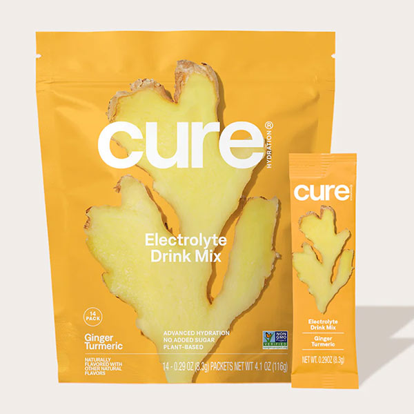 Cure Hydrating Electrolyte Mix Pouch, Ginger Turmeric, 14 ct 1 Each