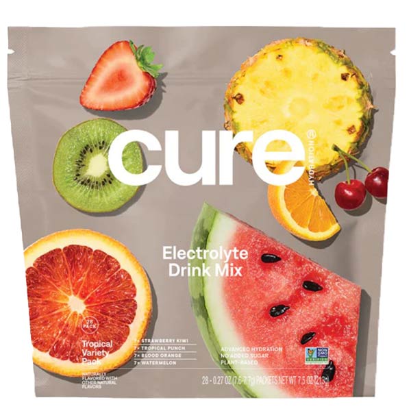 Cure Hydrating Electrolyte Mix Pouch - Tropical Variety Pack, 28 ct 1 Each