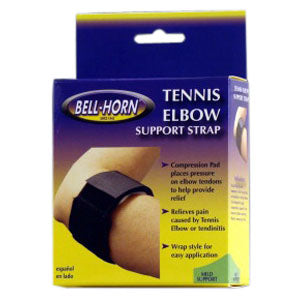 Bell-Horn Tennis Elbow Support Strap, Universal, Up to 17-1/2" Forearm, Black 1 Each