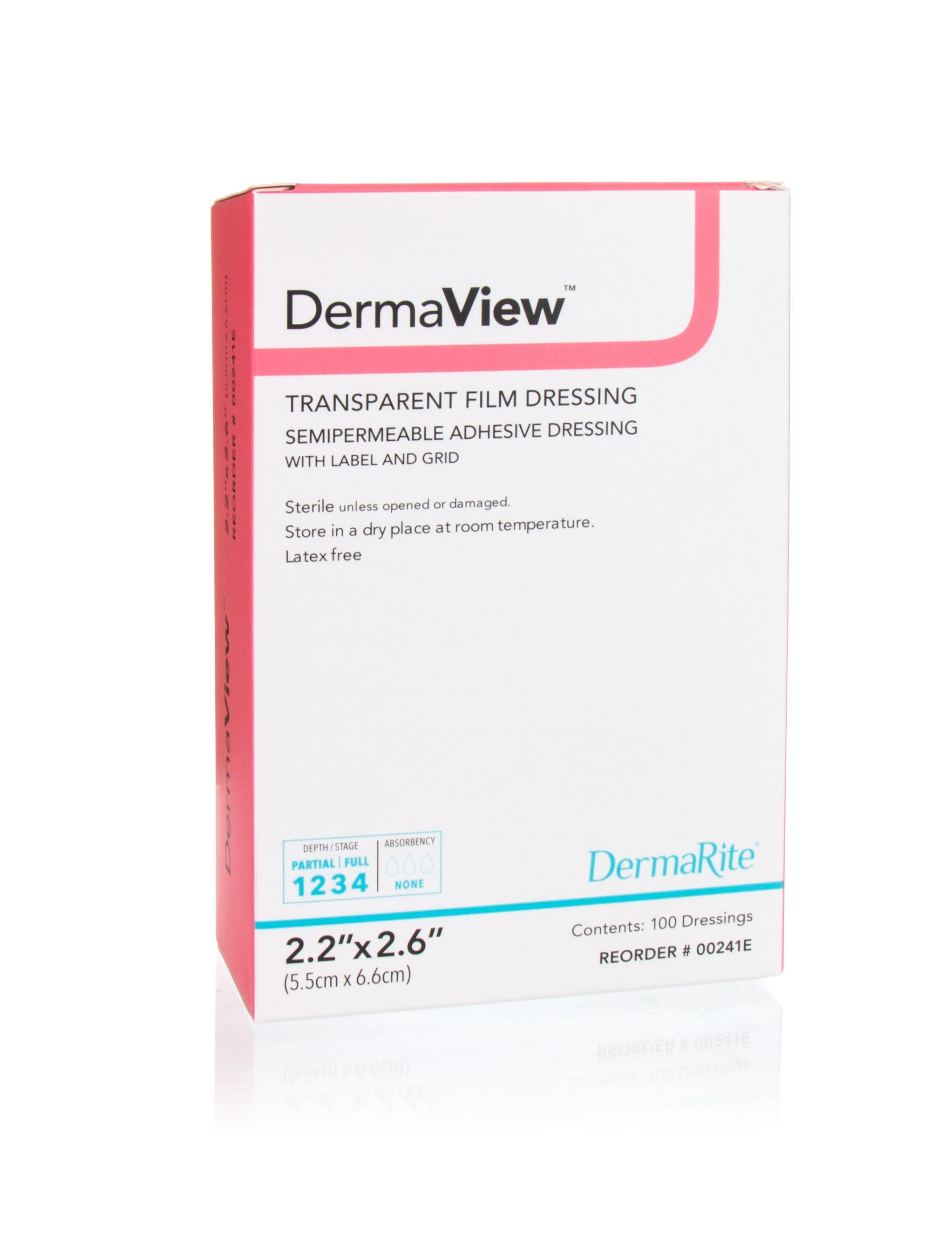 DermaView Transparent Semipermeable Adhesive Film Dressing, 2.2" x 2.6" 1 Each