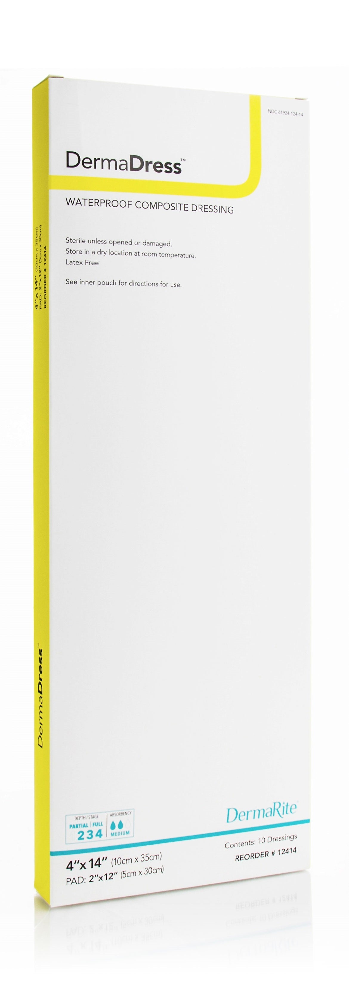 DermaDress Waterproof Composite Dressing, 4" x 14" 1 Each