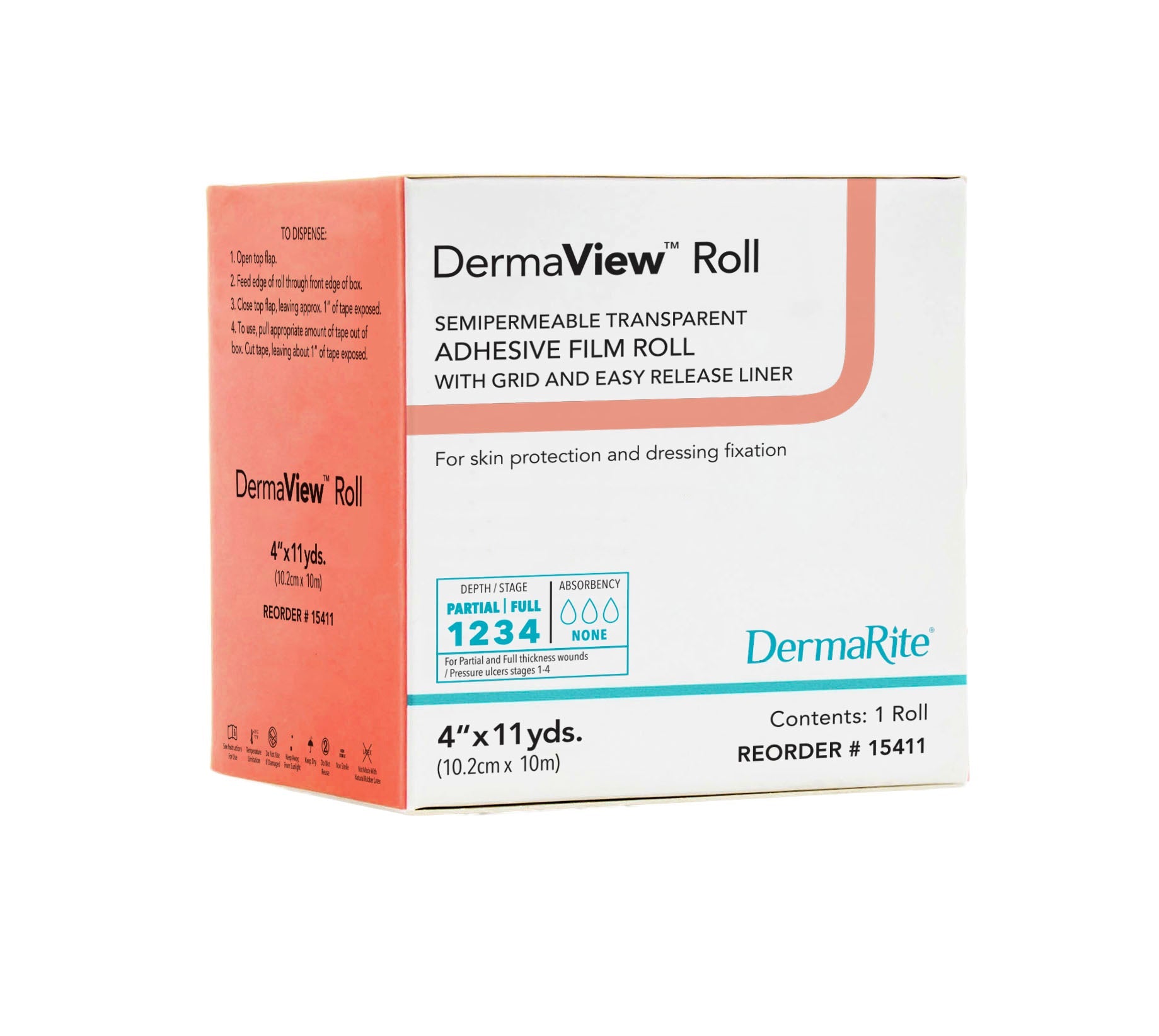 DermaView Roll Transparent Film, 4" x 11 yds 1 Each