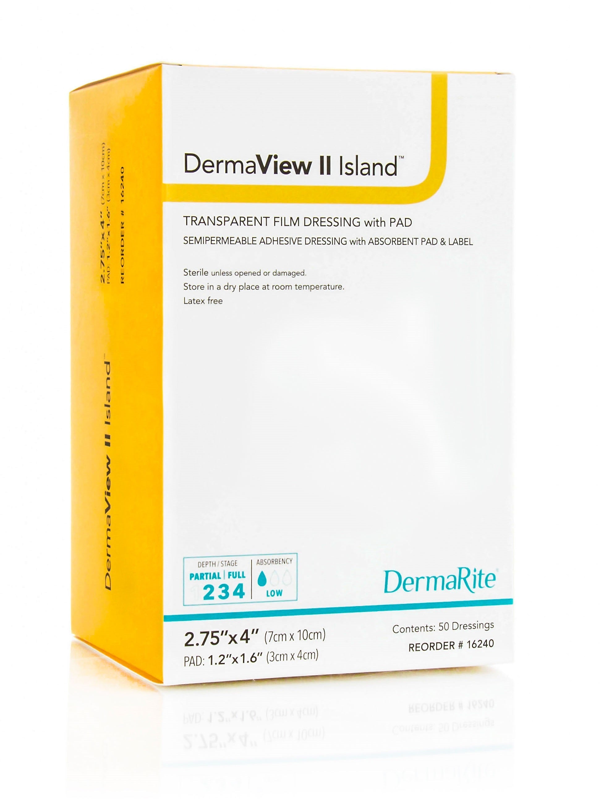 DermaView II Island Transparent Film Wound Dressing, 2.75" x 4" 1 Each