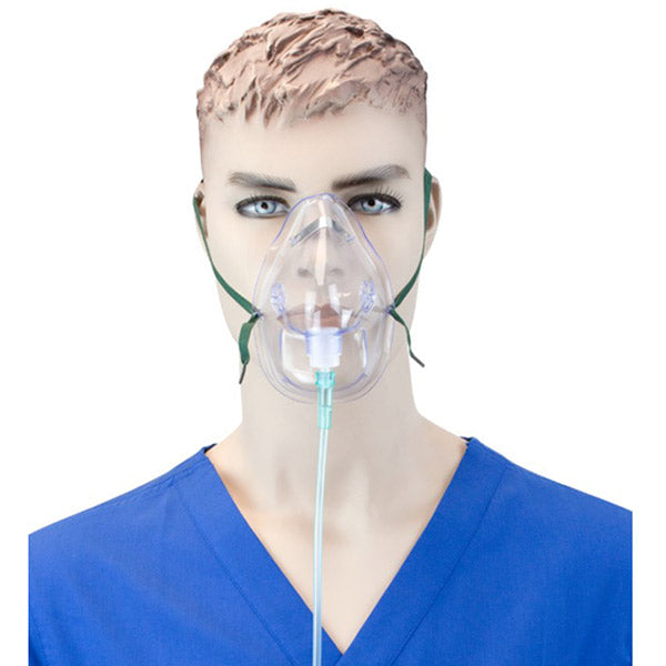 Dynarex Elongated Oxygen Mask with 7ft Tubing and Standard Connectory, Medium Concentration, Adult 1 Each