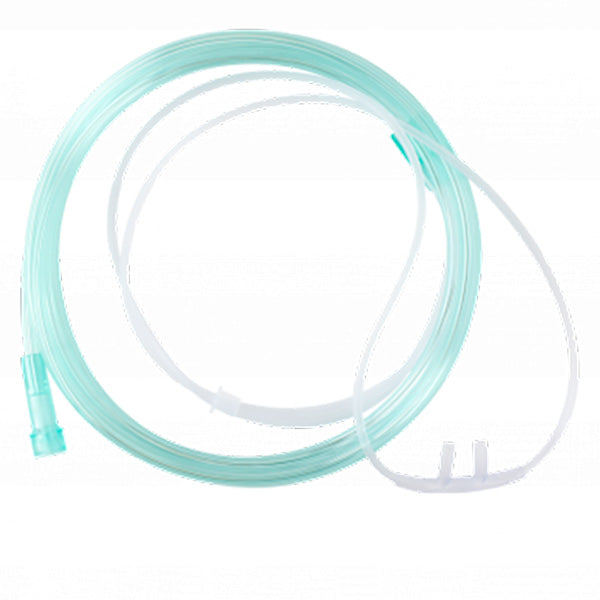 Dynarex Nasal Oxygen Cannula with 50' Tubing and Standard Tip and Standard Connector, Crush Resistant, Light Green, Adult 1 Each