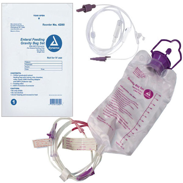Gravity Bag Set with 1200 cc Enteral Bag - with ENFit Connector 1 Each