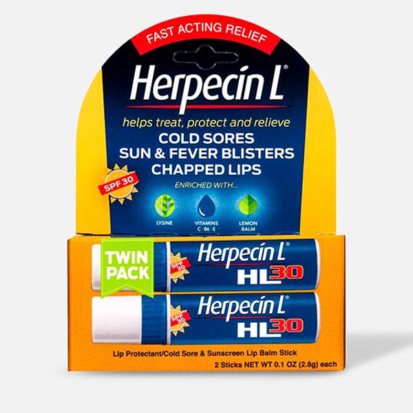 Herpecin-L Lip Protectant Cold Sore & Sunscreen Lip Balm, Twin-Pack 1 Each