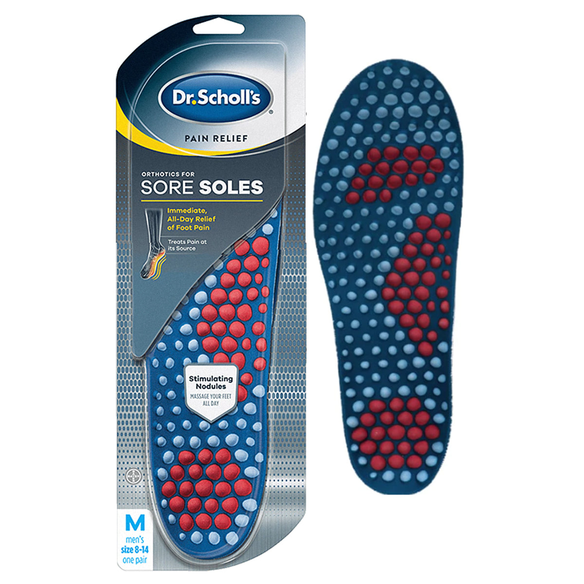 Dr. Scholl's Pain Relief Orthotics for Sore Soles for Men, One Pair 2 Pack
