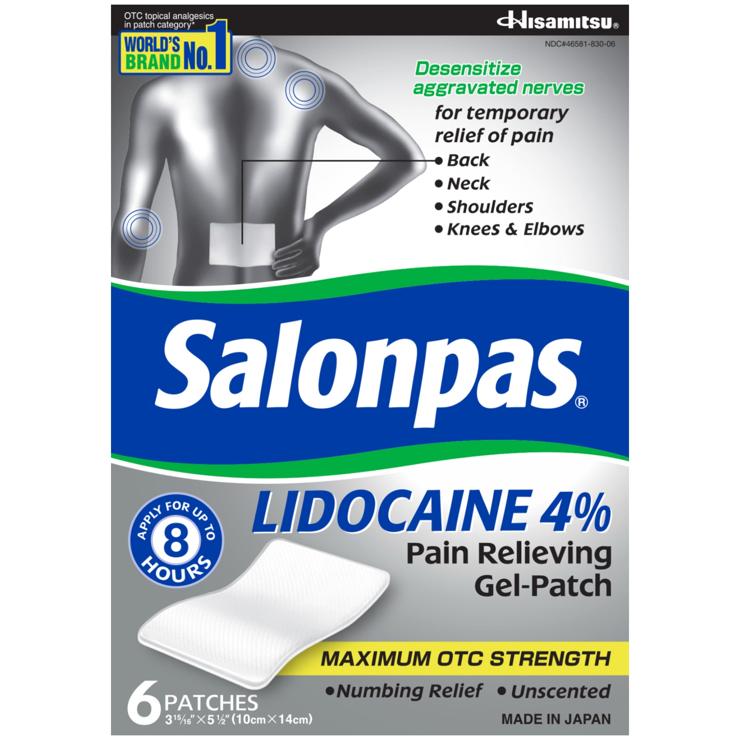 Salonpas Lidocaine Gel-Patch, 6 ct. 6 Box