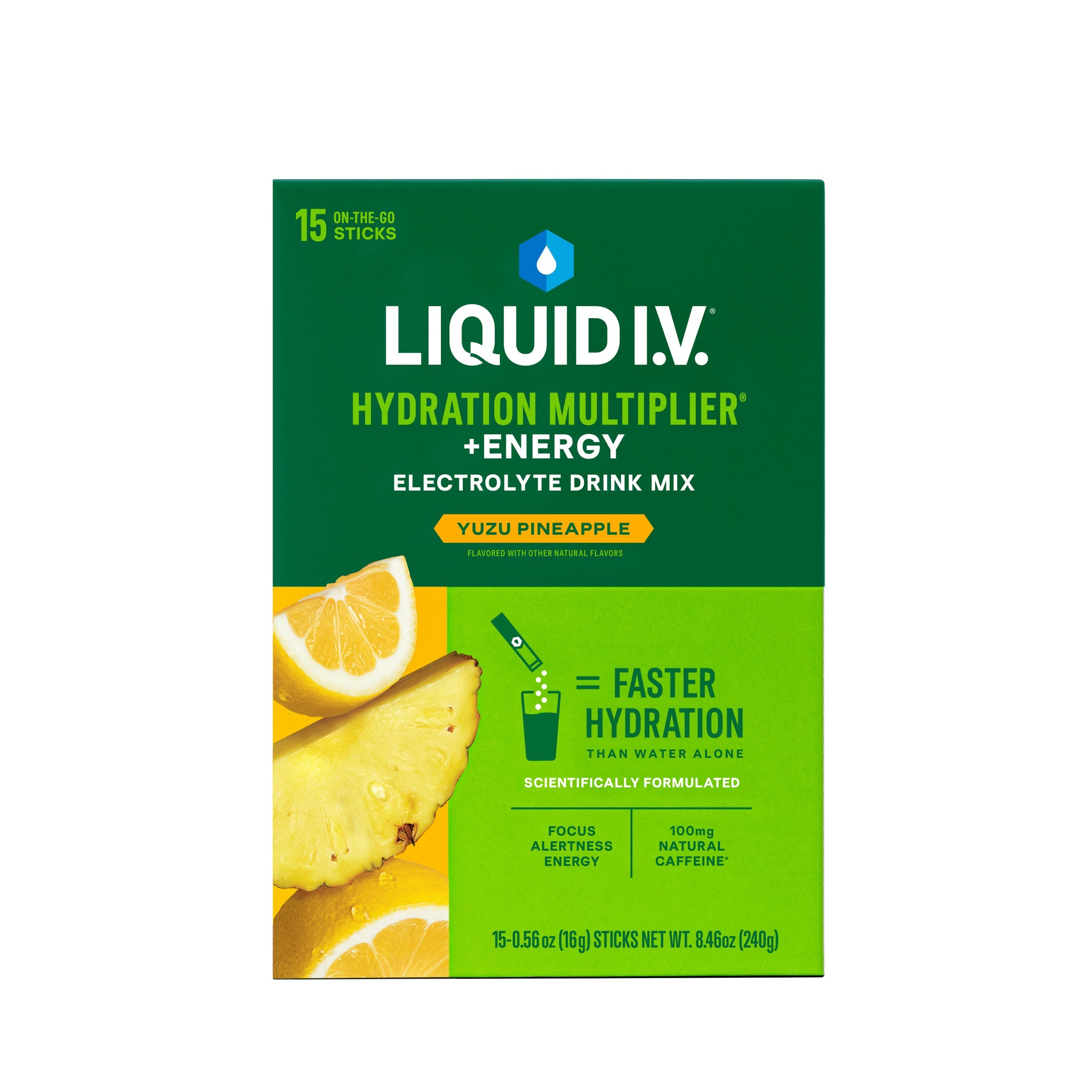 Liquid IV Electrolyte Drink Mix + Energy, Yuzu Pineapple , 15 ct 15 Box
