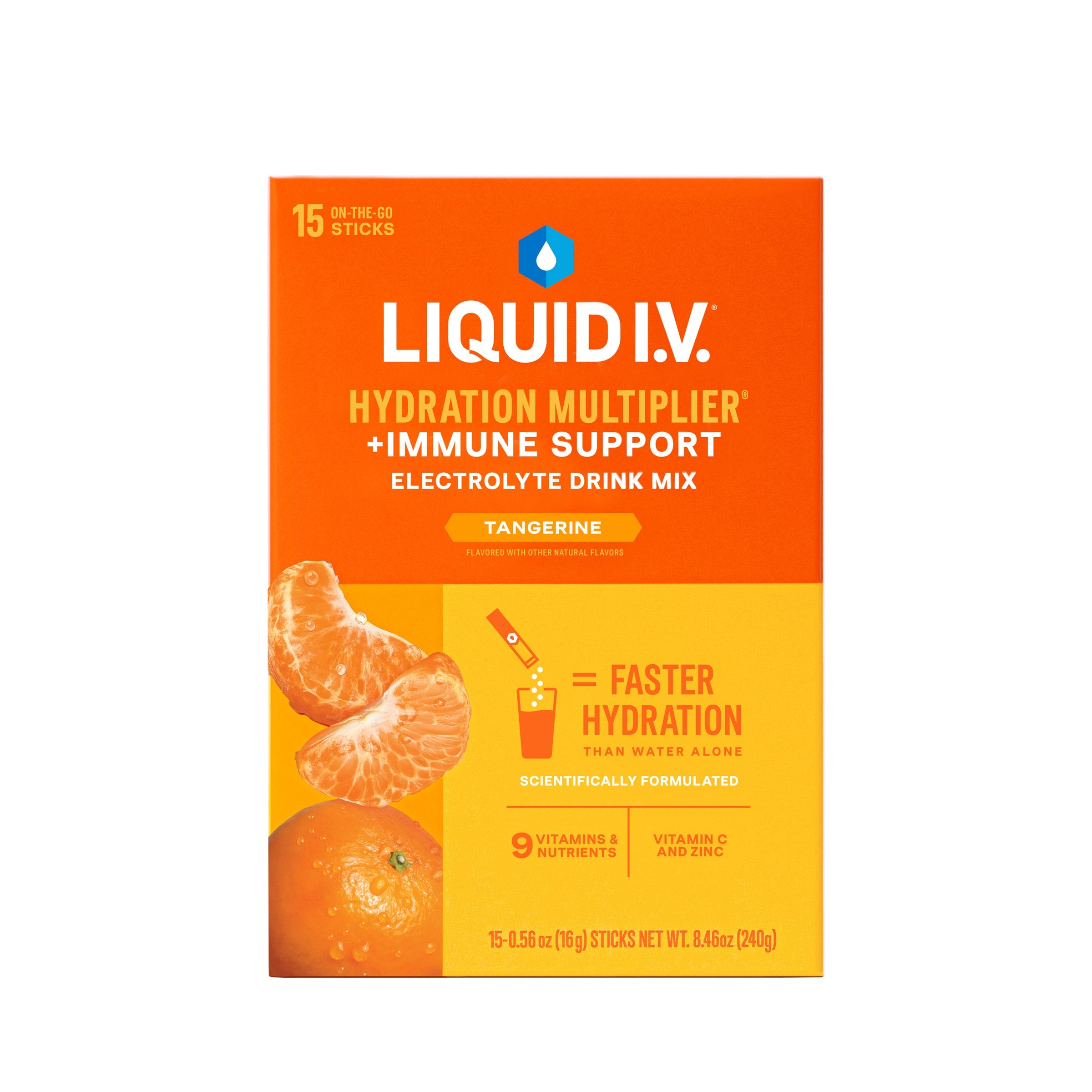 Liquid IV Electrolyte Drink Mix + Immune Support, Tangerine, 15 ct 15 Box