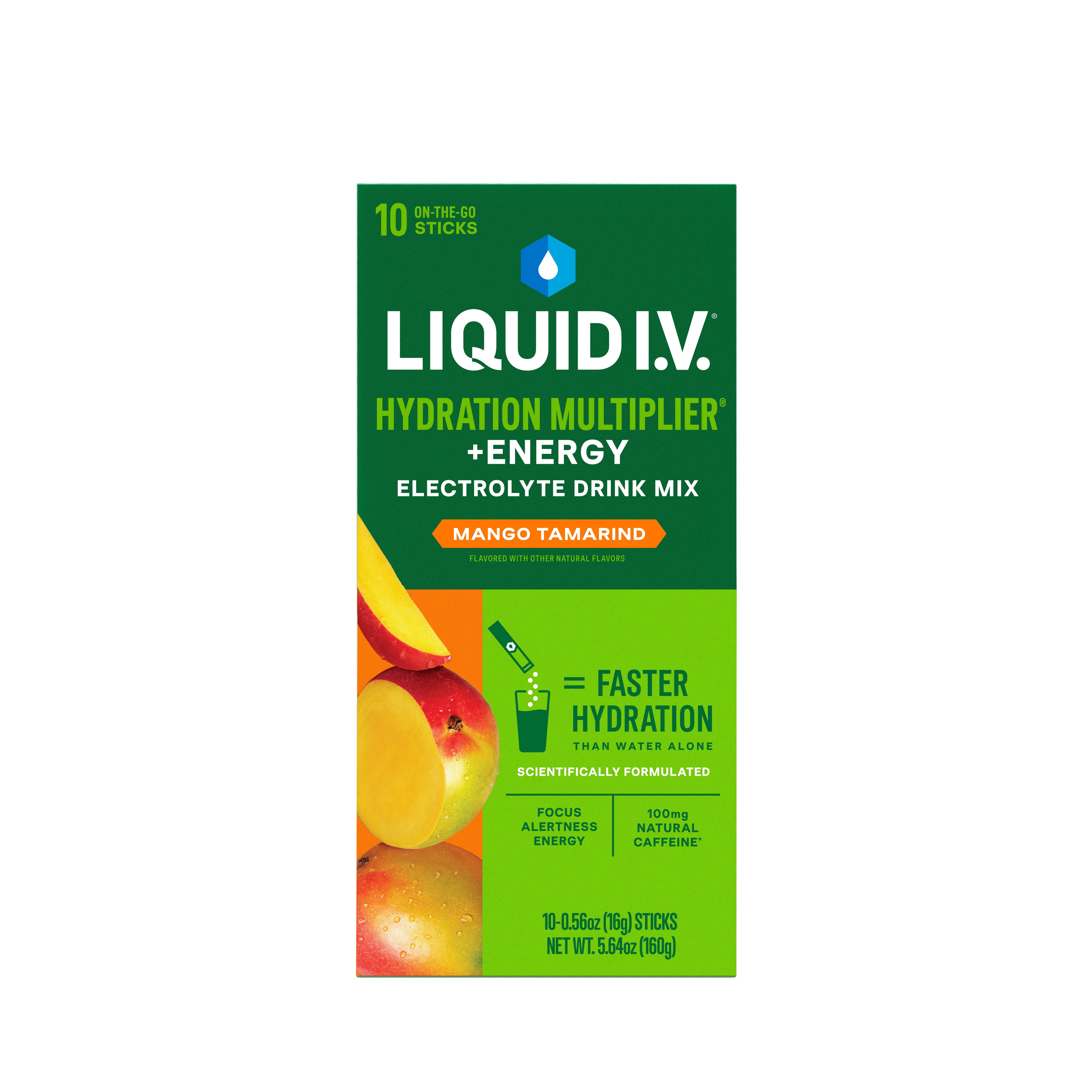 Liquid IV Electrolyte Drink Mix + Energy, Mango Tamarind, 10 ct 10 Box