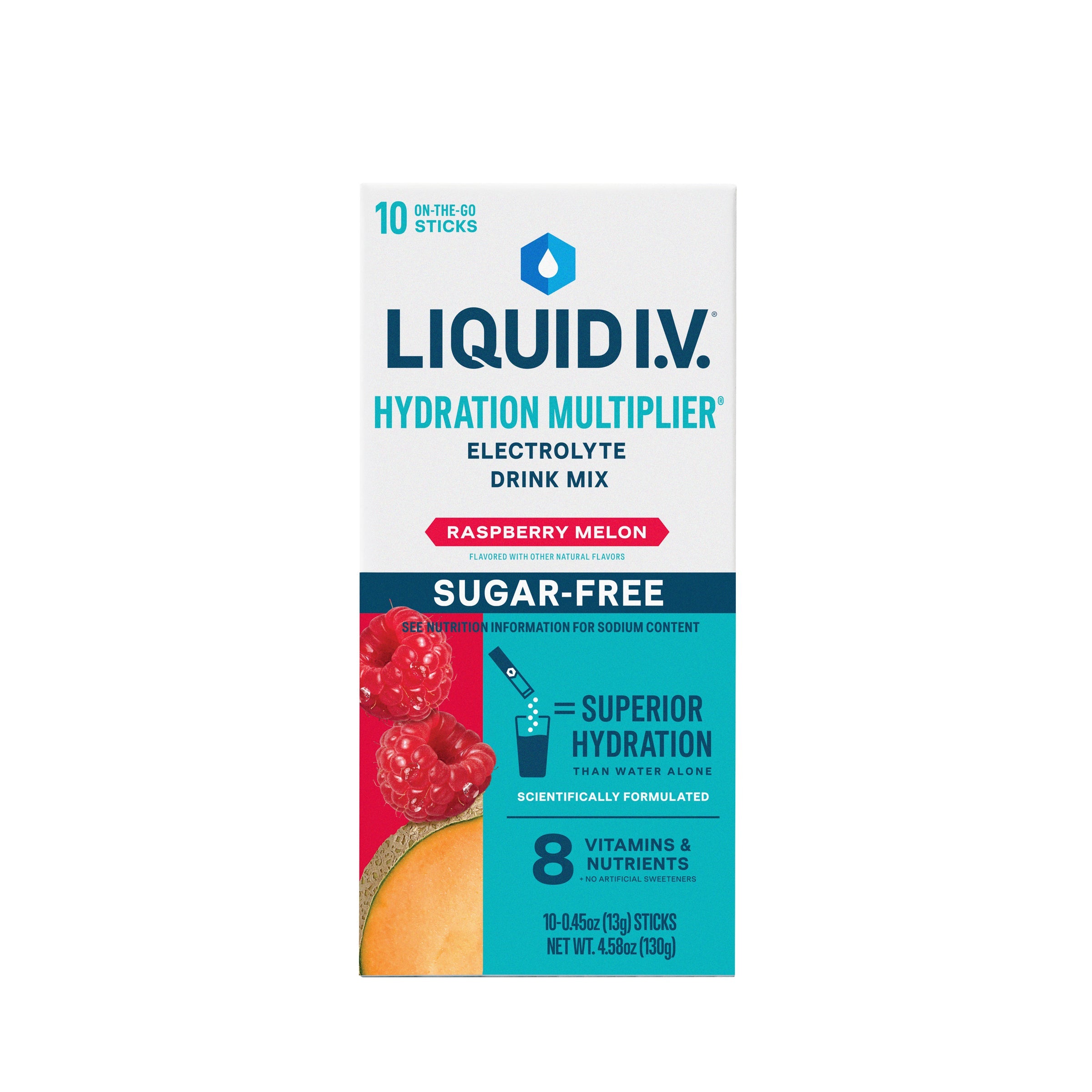 Liquid IV Electrolyte Drink Mix, Sugar Free Raspberry Melon, 10 ct 10 Box