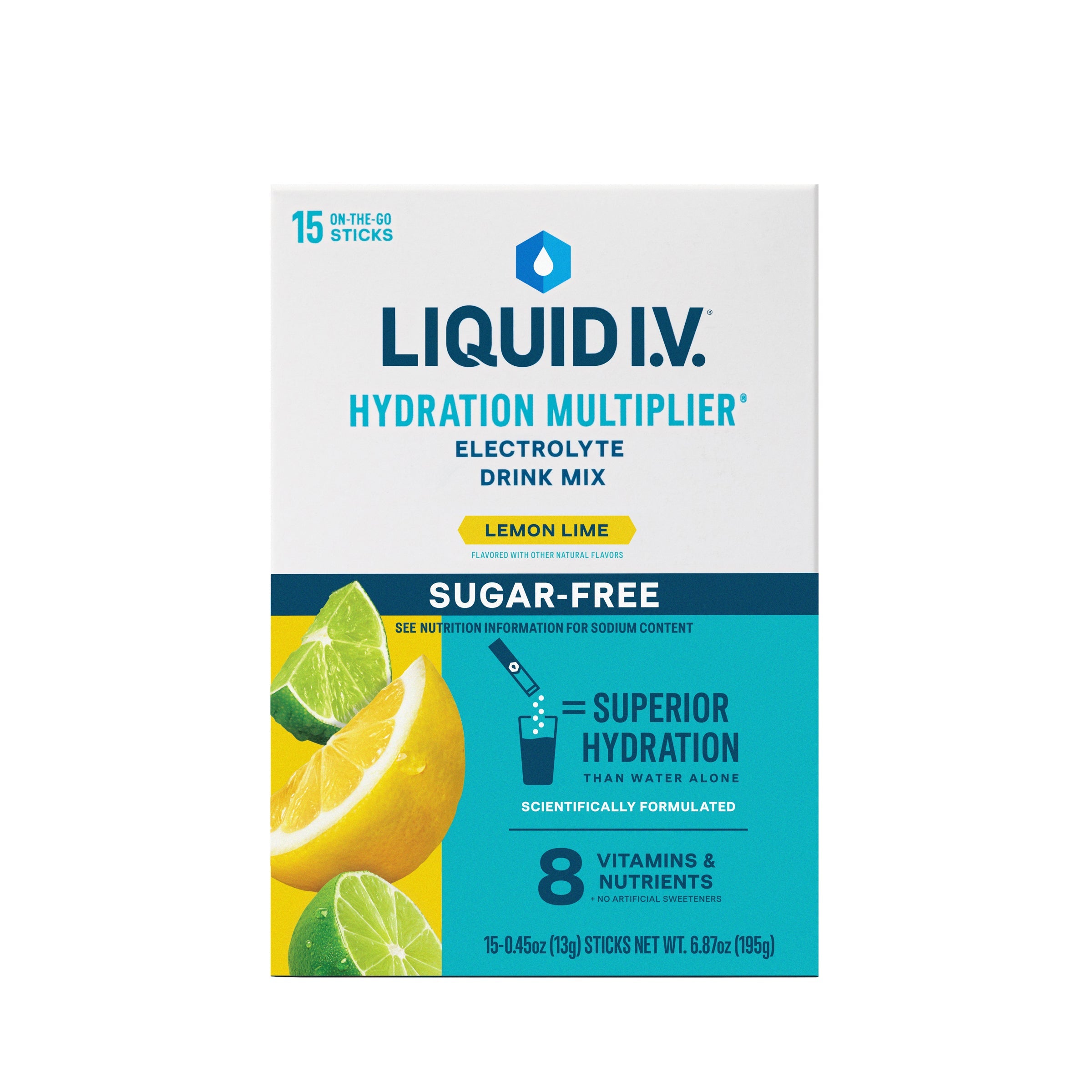 Liquid IV Electrolyte Drink Mix, Sugar Free Lemon Lime, 15 ct 15 Box