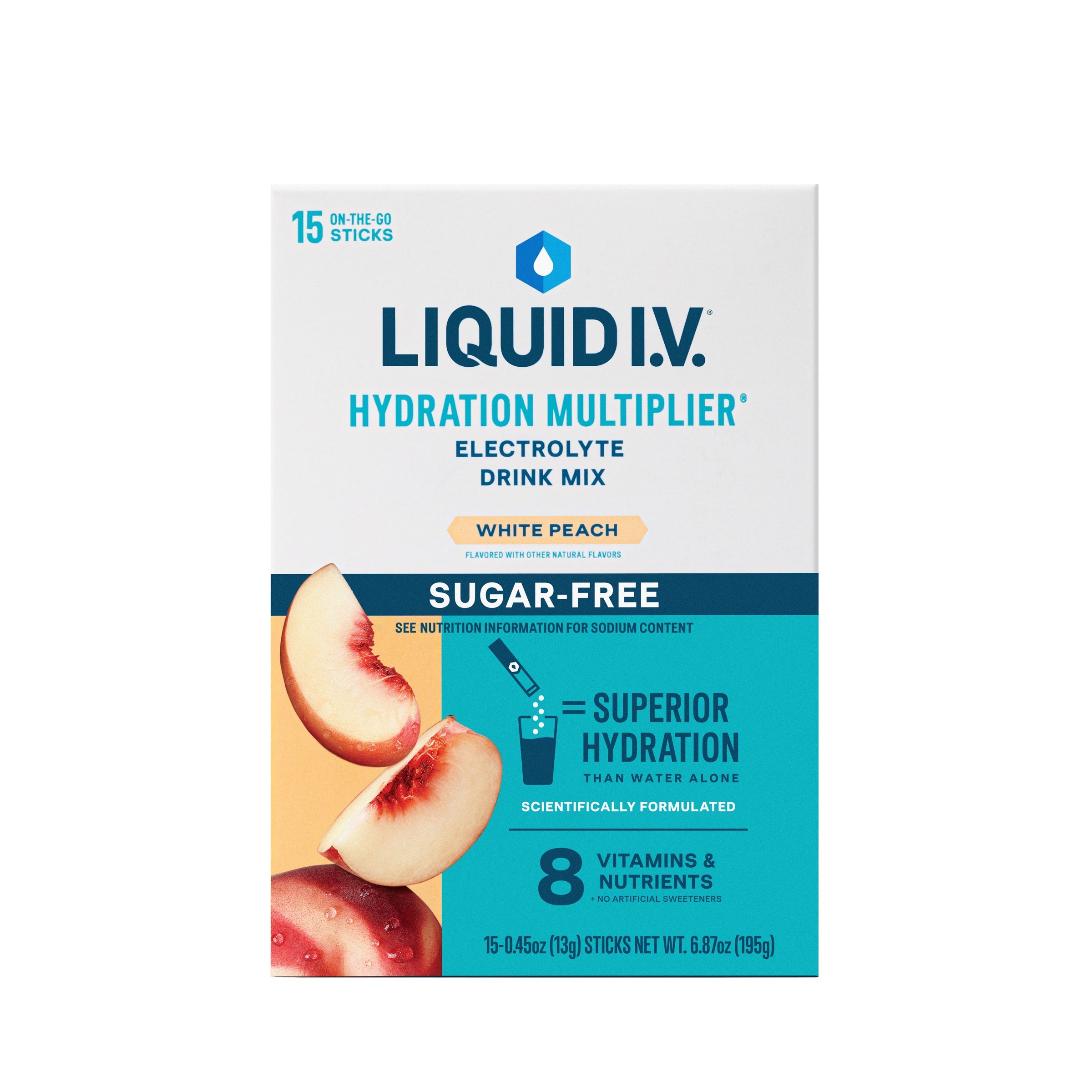 Liquid IV Electrolyte Drink Mix, Sugar Free White Peach, 15 ct 15 Box