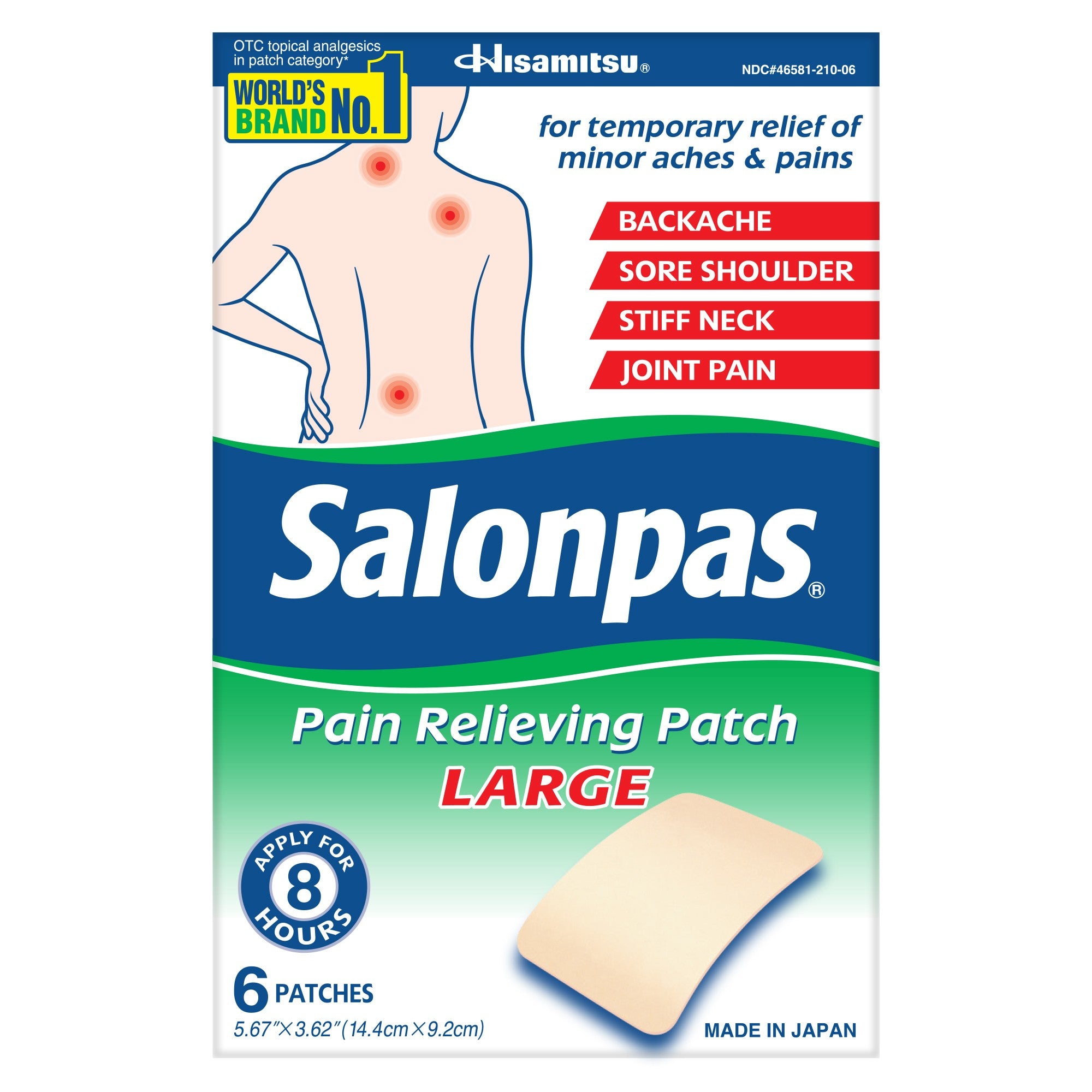 Salonpas Pain Relieving Patch, Large, 6 ct 6 Box