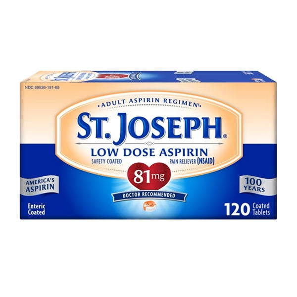 St. Joseph Low Dose Enteric Safety Coated Aspirin, 81 mg, 120 ct. 1 Each