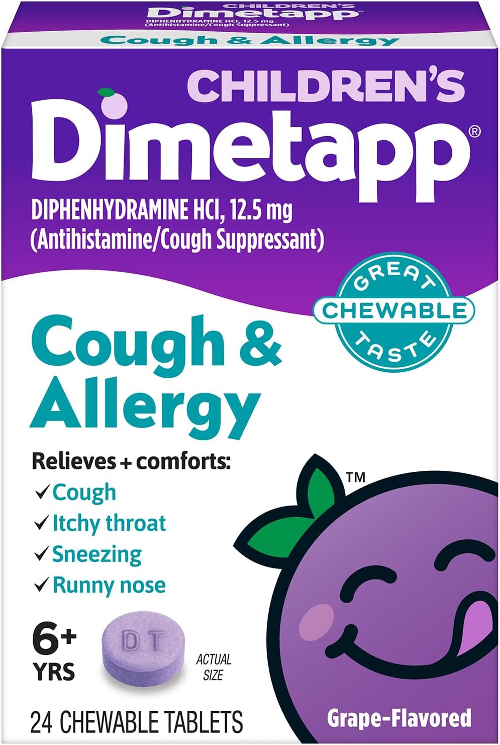 Child's Dimetapp Cough & Allergy Chewable, 24 ct 1 Each