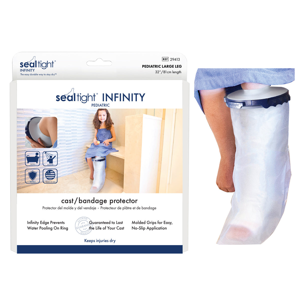 Seal-Tight Infinity Cast Protector Pediatric Large Leg 1 Each