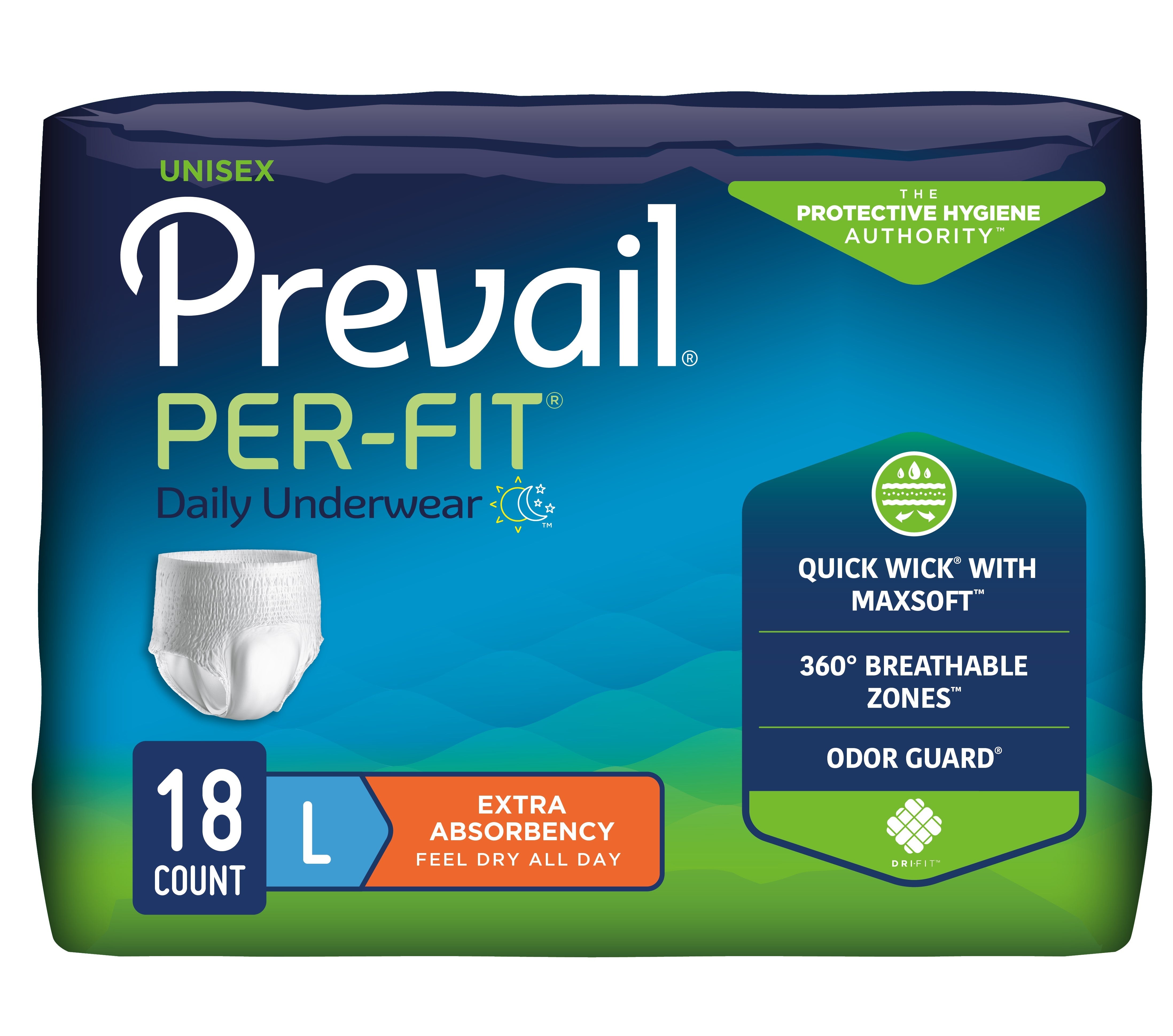 Per-Fit Protective Underwear, Large, 44" - 58" 18 Pack