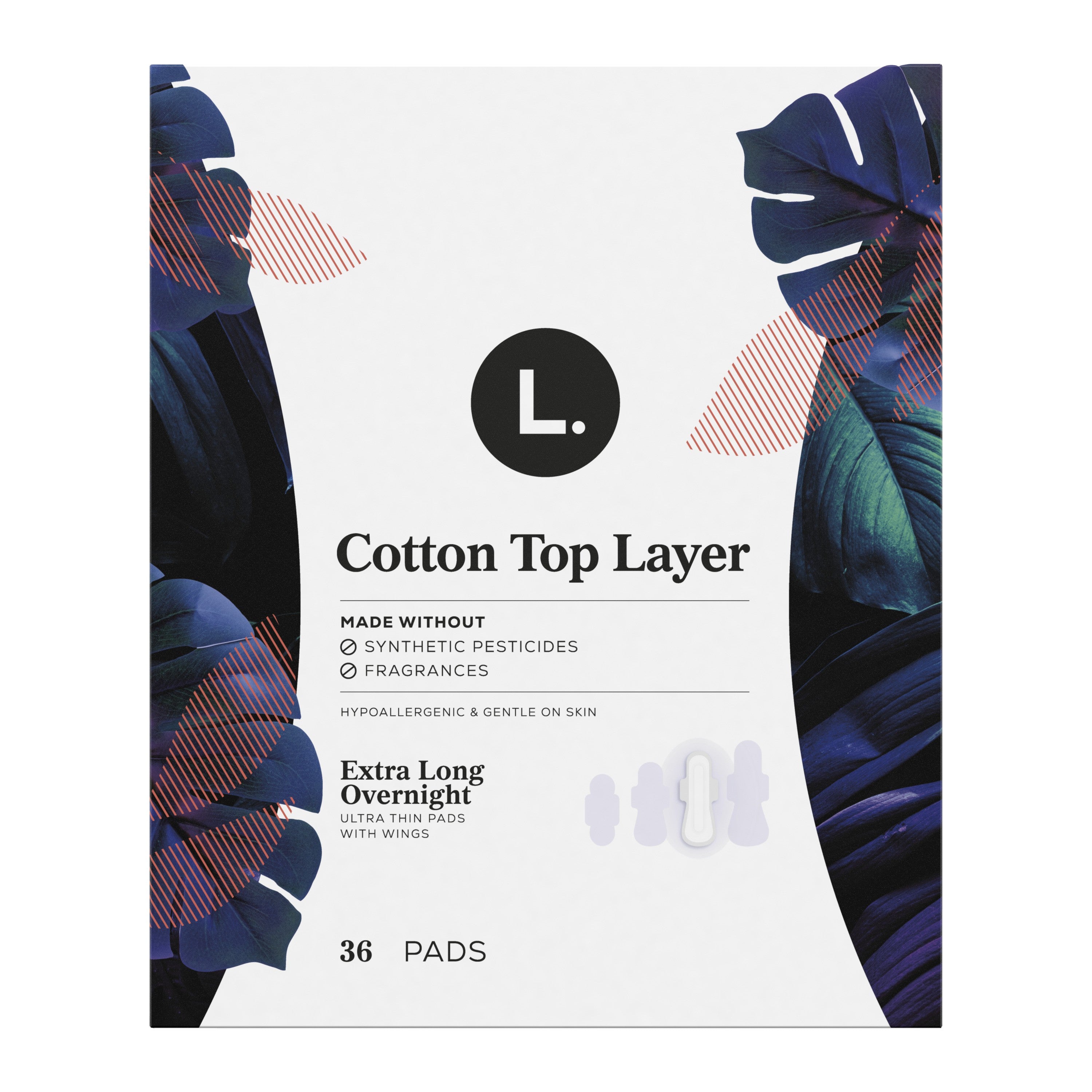 L. Ultra Thin Pads with Wings, Overnight, 36 ct