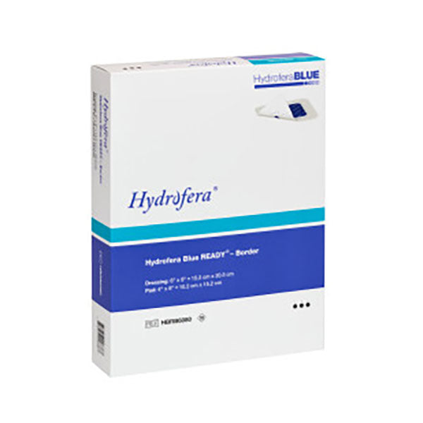Hydrofera Blue Ready Border Antibacterial Foam Dressing with Silicone Border, 6" x 8"