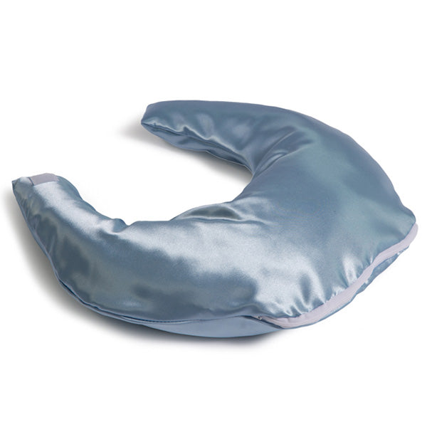 Comfy Crescent Pillow with Blue Satin Zippered Cover 1 Each