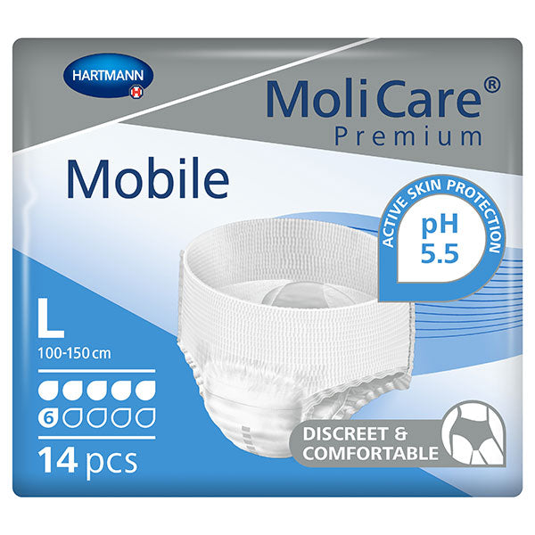 Molicare Premium Mobile 6D Disposable Protective Underwear Large 39" - 59" 14 Pack