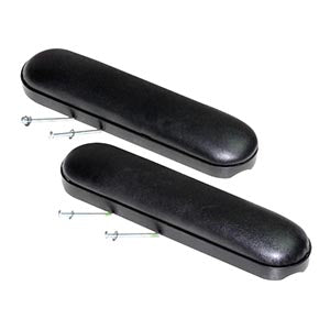 Desk Length Arm Pads with Screws, Black Vinyl Upholstery 2 Pack