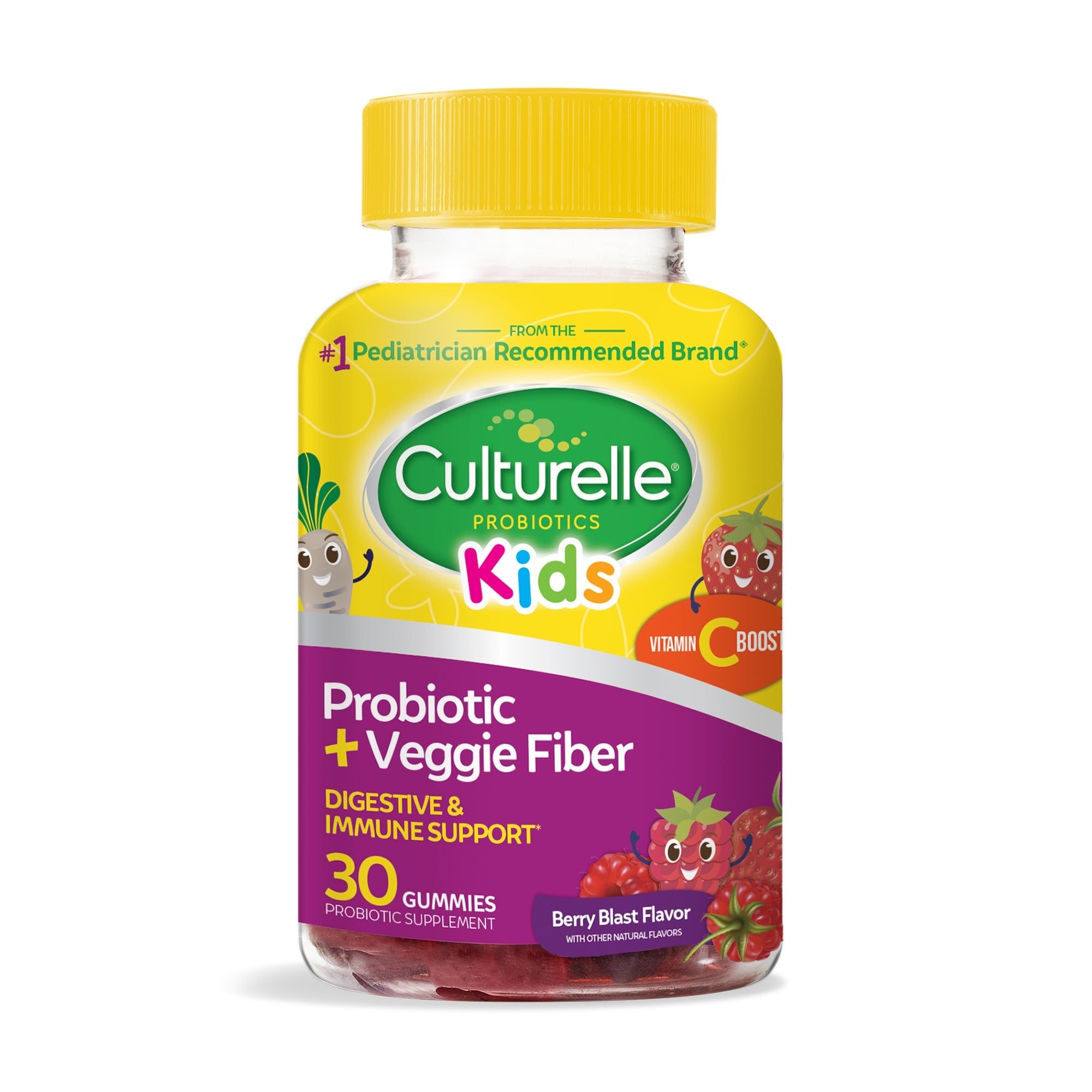 Culturelle Kids Probiotic and Veggie Fiber Gummies, Mixed Berry, 30 ct 1 Each