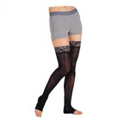 Juzo Soft Thigh-High with Silicone Border, 30-40, Full Foot, Regular, Black, Size 5 1 Each