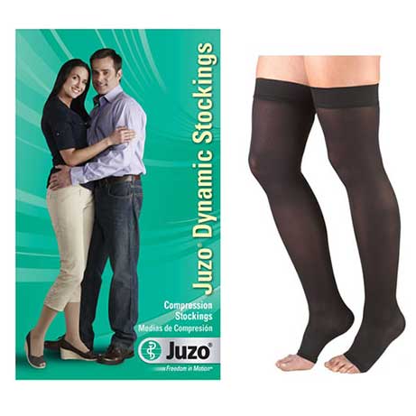 Dynamic Thigh-High with Silicone Border, 20-30, Open, Black, Size 2 1 Each