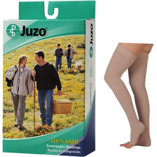 Dynamic Thigh-High with Silicone Border, 30-40, Petite, Open, Beige, Size 1 2 Pack