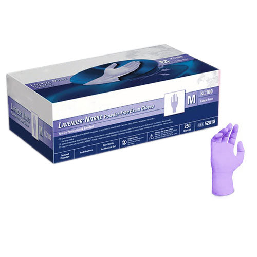 LAVENDER Nitrile Powder-Free Exam Gloves, Medium 250 Box