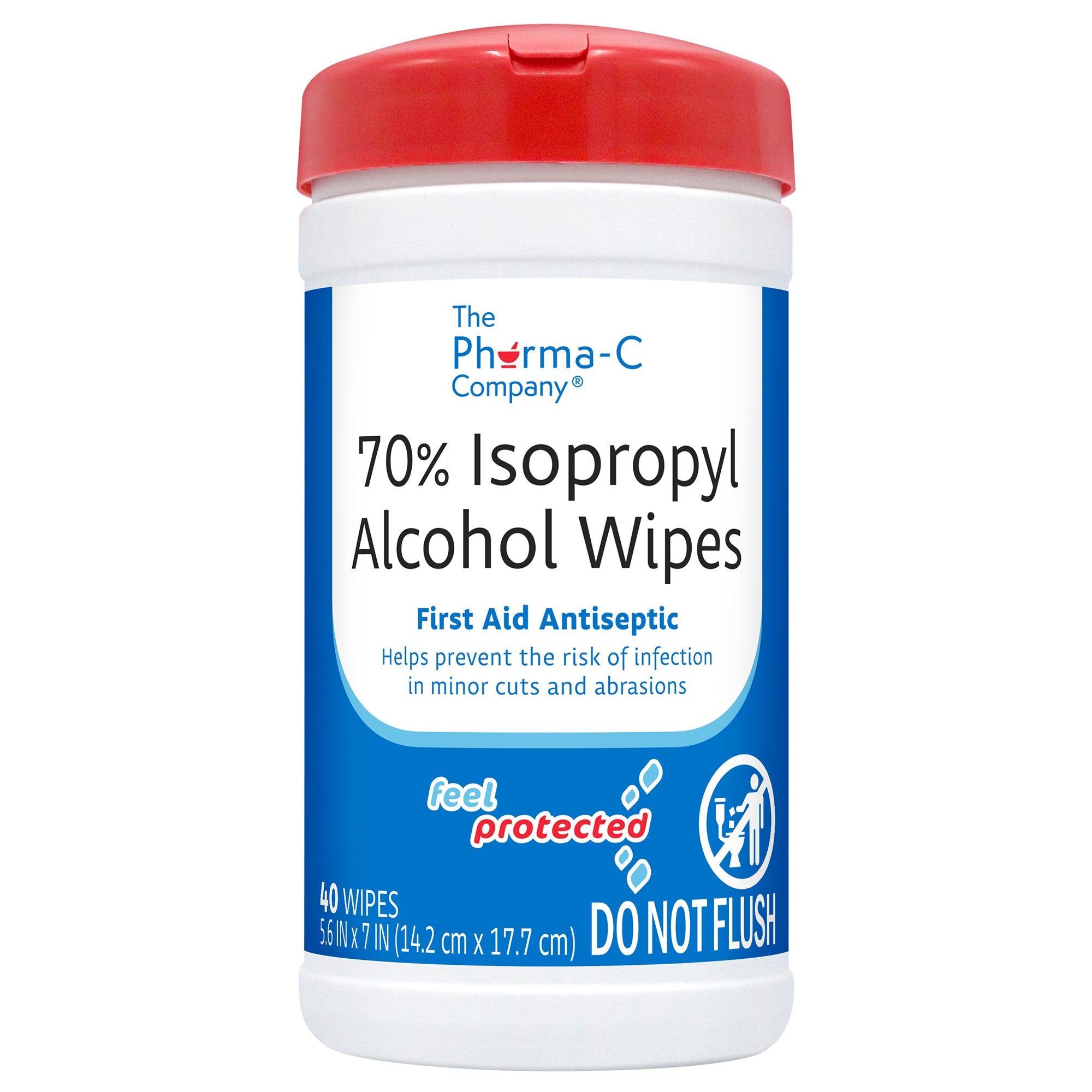 The Pharma-C Company 70% Isopropyl Alcohol Wipes First Aid Antiseptic, 40 Count