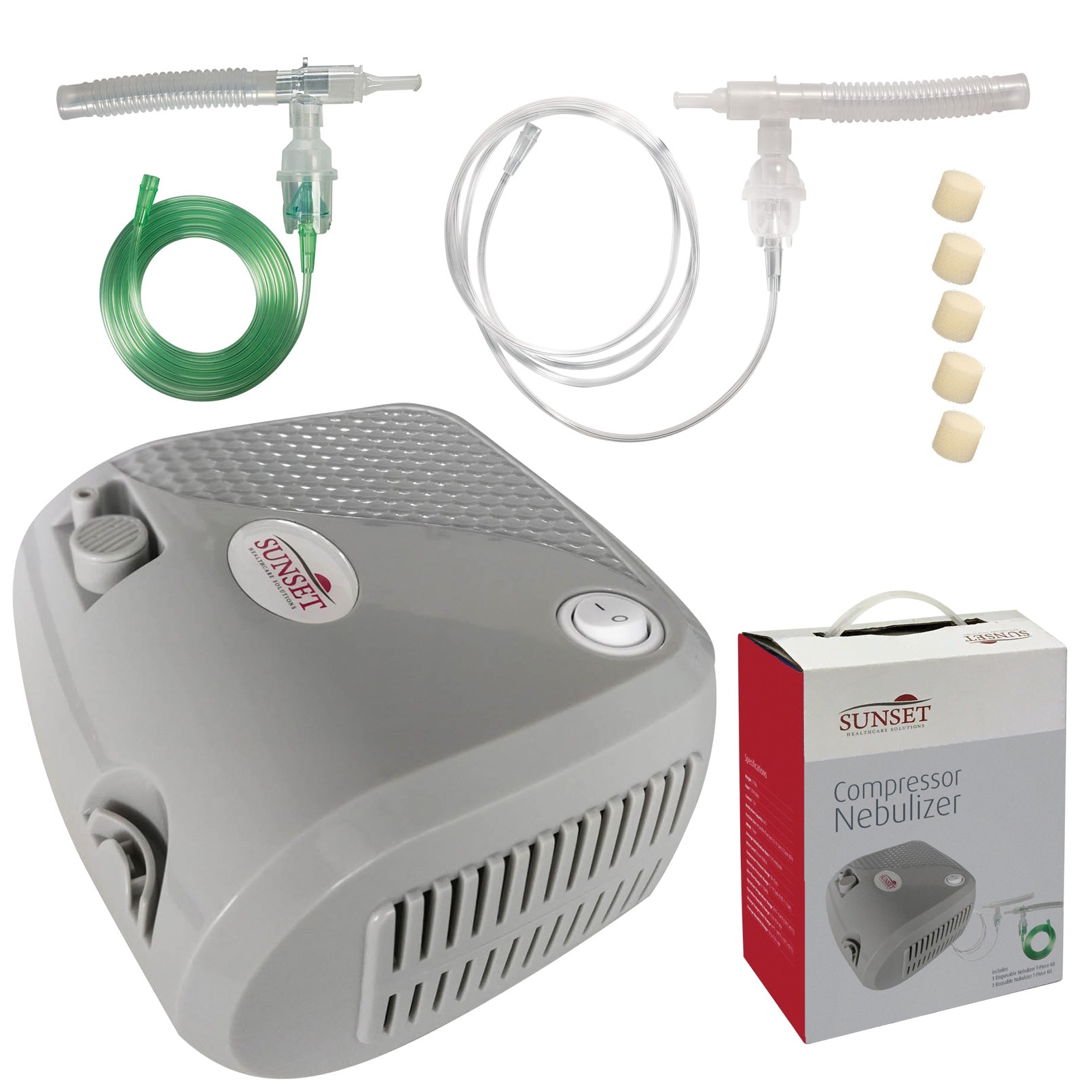 Sunset Healthcare Solutions Compressor Nebulizer with Disposable & Reusable Adult Neb Kit 1 Each