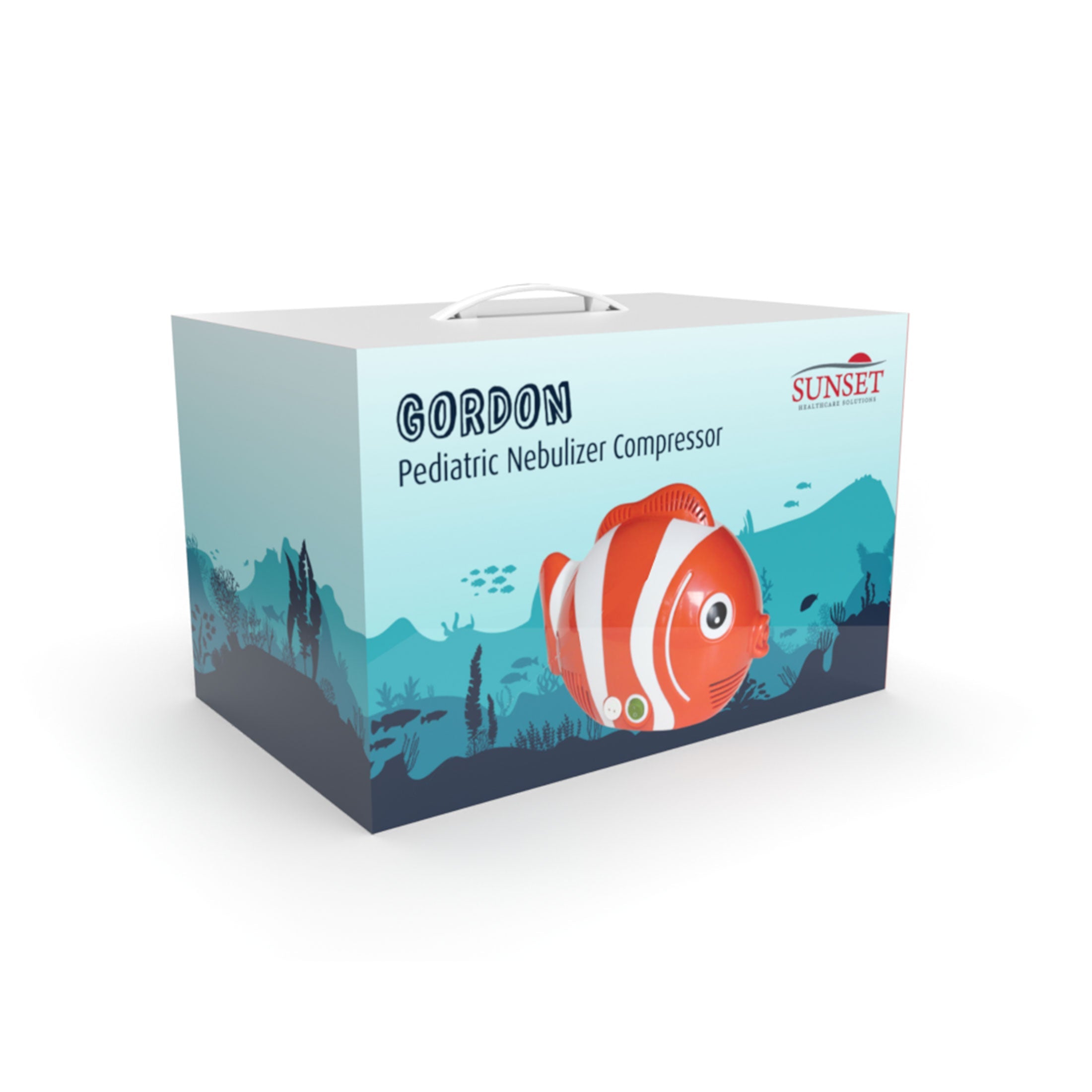 Sunset Healthcare Pediatric Fish Compressor Nebulizer with Neb Kit and Pediatric Aerosol Mask 1 Each