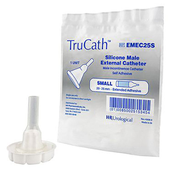 TruCath Male External Catheter, Extended Adhesive, 100% silicone, Small, 25mm