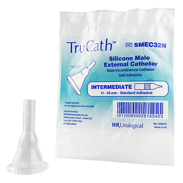 TruCath Male External Catheter, Extended Adhesive, 100% silicone, Intermediate, 32mm
