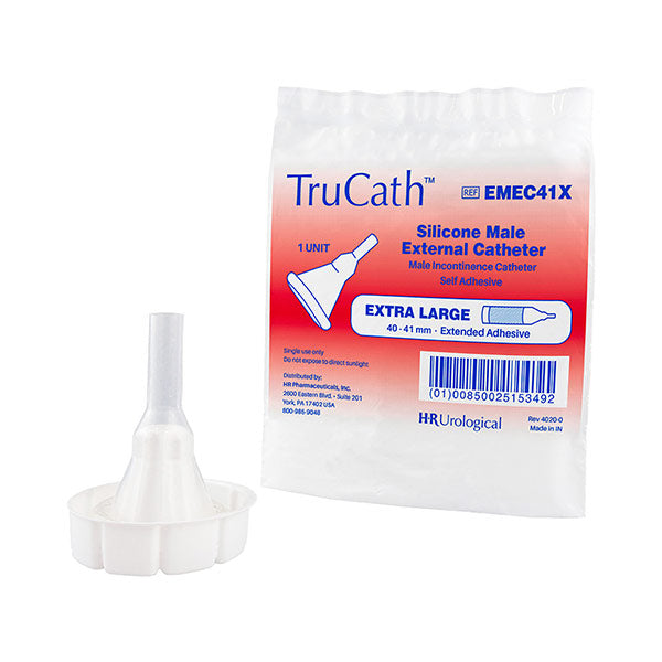 TruCath Male External Catheter, Extended Adhesive, 100% silicone, Extra Large, 41mm
