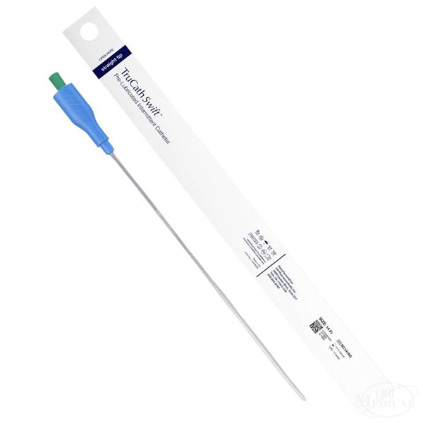 TruCath Swift Pre-lubricated Intermittent Catheter, TruProtect Grip, 18Fr, 16" Length