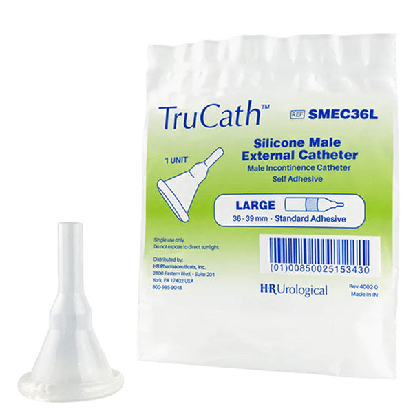 TruCath Male External Catheter, Standard Adhesive, 100% silicone, Large, 36mm