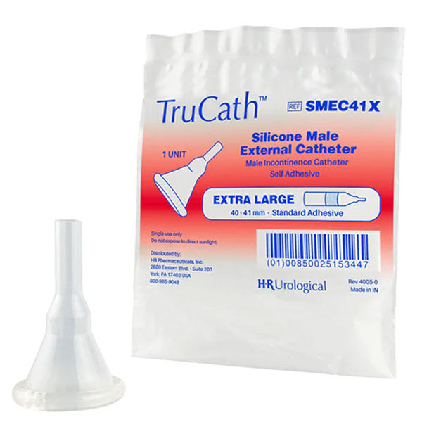 TruCath Male External Catheter, Standard Adhesive, 100% silicone, Extra Large, 41mm