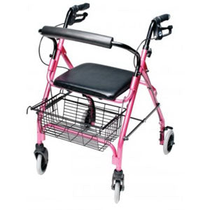Lumex Walkabout Lite Four-Wheel Rollator, Pink, 6" Wheel 1 Each