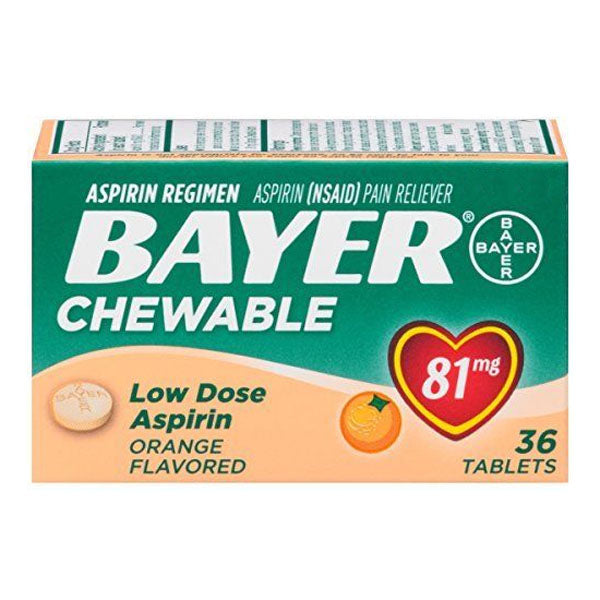 Bayer Chewable Aspirin 81 MG Orange, 36 ct 1 Each