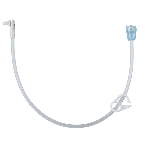 MIC-KEY Single Port Feed Extension Set with ENFit Connector, SECUR-LOK Right Angle Connector and Bolus ENFit Connector and Clamp, 60 cm