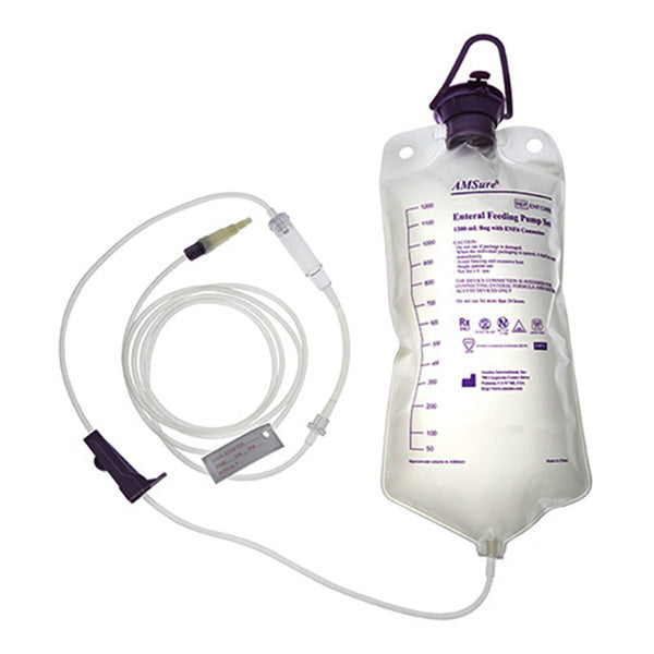 AMSure Enteral Feeding Gravity Set, 1200mL Bag, Large Bore Tubing, With ENFit and Transition Connectors