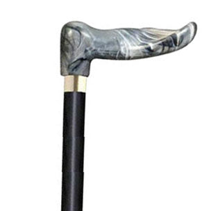 Wood Cane with Gray Marble Palm Grip Handle, Right 1 Each